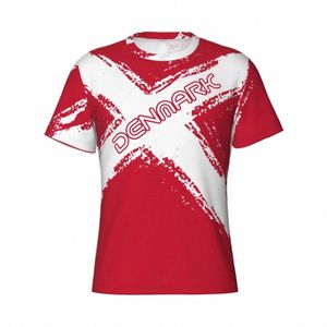 Nom personnalisé Nunber Danemark Drapeau Couleur Hommes Sports serrés T-shirt Femmes Tees pour les fans de football de football u9QY #