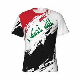 Custom Naam Nunber Irak Vlag Kleur Mannen Strakke Sport T-shirt Vrouwen Tees Voor Voetbal Fans s5yI #