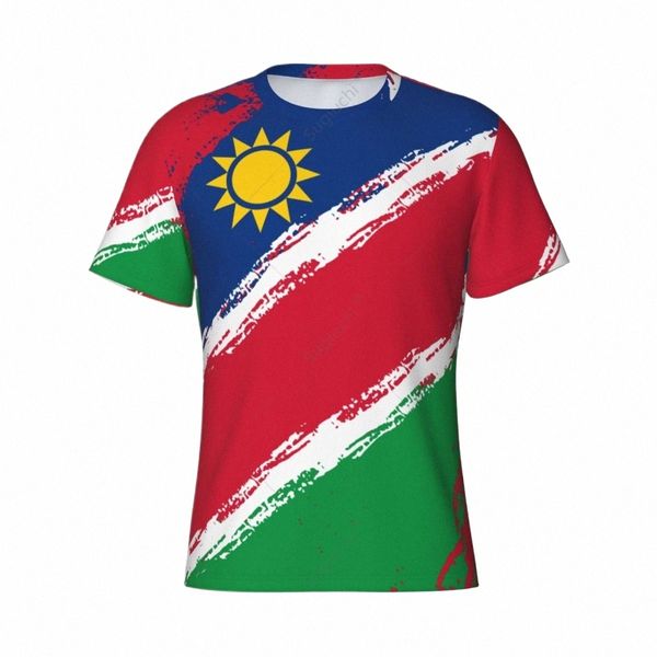 Nombre personalizado Nunber Namibia Color de la bandera Hombres Tight Sports T-shirt Mujeres Camisetas para fanáticos del fútbol e0MM #