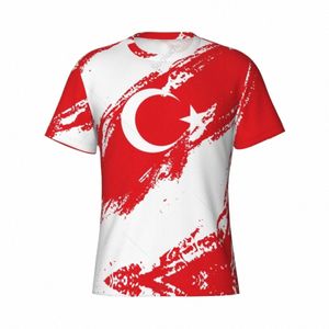 Custom Naam Nunber Turkije Vlag Kleur Mannen Strakke Sport T-shirt Vrouwen Tees Voor Voetbal Fans G5ul #