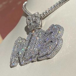 Nom personnalisé Pendants Nouveaux tendances 925 Sterling Silver Gold plaqué VVS Diamond Moissanite Pendant340h