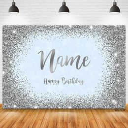 Nom personnalisé PO Gold Silver Glitter Birthday Party Banner Banner Baby Shower DIY Anniversaire Pographie Backs Pocall 240411