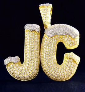 Nom personnalisé neige haut cône lettres initiales colliers avec chaîne de corde Men039s Zircon Hip Hop bijoux joyeux noël cadeau 4334247