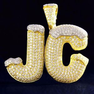 Nom personnalisé Snow Top Cone Le lettres initiales Colliers avec chaîne de corde Zircon Hip Hop Bijoux Joyeux Noël Gift180O