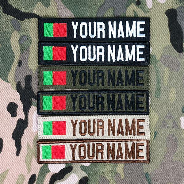 Nombre personalizado Tape Portugal Flag Bordado de bordado Gancho y Loop Multicam Verde ACU Black Tan