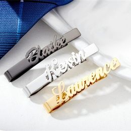Nombre personalizado Clips de corbata Placa de identificación de acero inoxidable Joyería personalizada Carta Cierre Gemelos Steamship Regalo de boda Gota 240301