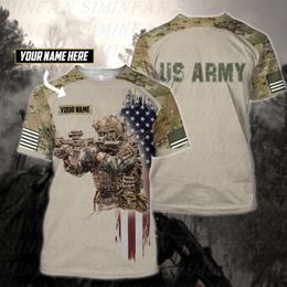 Aangepaste naam Amerikaanse veteraan camo 3d geprinte mannen t -shirts casual shirt shirt met korte mouwen zomer tee unisex harajuku top dames streetwear 001 220704