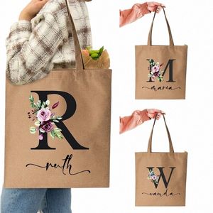 Nom personnalisé femmes toile boutique sac mignon fi sac à bandoulière style japonais sacs fourre-tout stockage sac réutilisable enseignant vie cadeau L0WI #