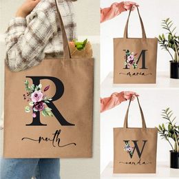 Nom personnalisé femmes toile sac à provisions mignon mode sac à bandoulière Style japonais sacs fourre-tout stockage sac réutilisable enseignant vie cadeau 240322