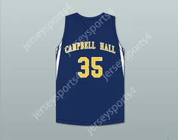 Aangepaste naam Jeugd/Kinderen Jabari Walker 35 Campbell Hall School Vikings Navy Blue Basketball Jersey 2 Top gestikte S-6XL