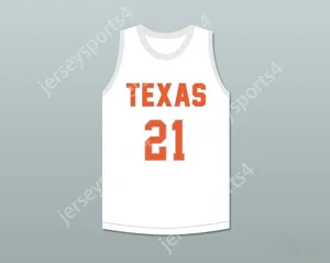 Aangepaste naam Jeugd/Kinderspeler 21 Texas D1 Ambassadors Aau White Basketball Jersey 2 Top gestikte S-6XL