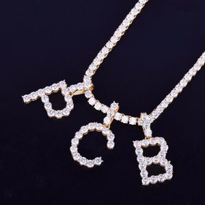 Nombre personalizado circón tenis letras collares colgante encanto para hombres/mujeres oro plata moda Hip Hop joyería con cadena de tenis