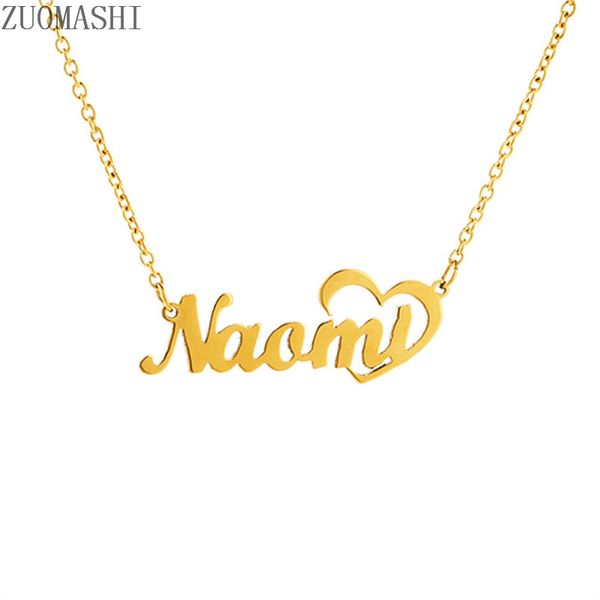 Plaque signalétique personnalisée pendentif colliers ras du cou en acier inoxydable nom personnalisé collier couleur or bébé fille petite amie femmes cadeau