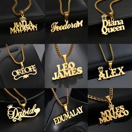 Noms personnalisés collier pendentif en acier inoxydable bijoux personnalisé chaîne cubaine