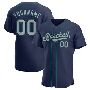 Jersey de baseball authentique Gray-Aqua personnalisé