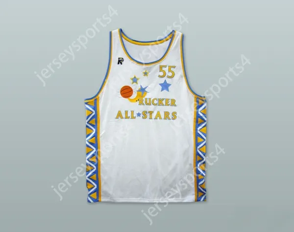 Custom Nay Mens Youth / Kids 1996 Style Rucker All Stars 55 White Basketball Jersey Top cousé S-6XL