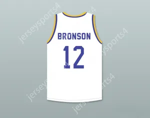 Custom Nay Mens Youth/Kids Action Bronson 12 Western University White Basketball Jersey met Blue Chips Patch Top gestikt S-6XL