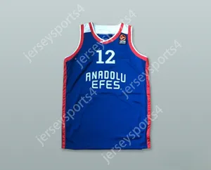 Custom nay mens Youth / Kids Anadolu Efes Sk Istanbul Turkey 12 Blue Basketball Jersey Top cousé S-6XL