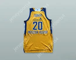 Custom Nay Mens Jeugd/Kinderen Andrey Zubkov 20 BC Khimki Moskou Rusland Yellow Basketball Jersey Top gestikt S-6XL