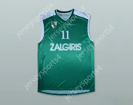 Custom Nay Mens Jeugd/Kinderen Arvydas Sabonis 11 BC Zalgiris Kaunas Basketball Jersey Top gestikt S-6XL