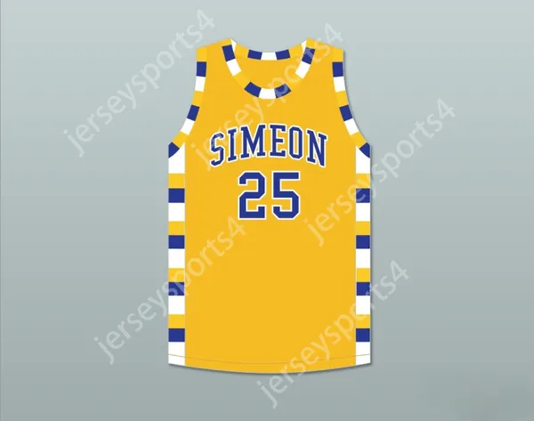 Custom Nay Mens Youth / Kids Ben Wilson 25 Simeon Career Academy Wolverines Yellow Gold Basketball Jersey Top cousé S-6XL