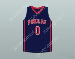Custom Nay Mens Youth / Kids Bol Bol 0 Findlay Prep Navy Blue Basketball Jersey 1 Top cousé S-6XL