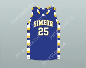 Custom Nay Mens Youth / Kids Derrick Rose 25 Simeon Career Academy Wolverines Royal Blue Basketball Jersey Top cousé S-6XL