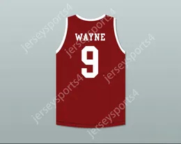 Custom Nay Mens Youth/Kids Dwayne Wayne 9 Hillman College Maroon Basketball Jersey met Eagle Patch Top gestikt S-6XL