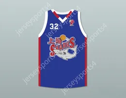 Jóvenes/niños personalizados Nay Mens Jimmer Fredette 32 Shanghai Sharks Alternate Blue Basketball Jersey con CBA Patch Top Sanded S-6XL