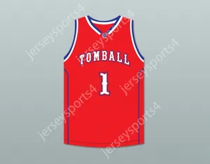 Aangepaste nee heren Jeugd/Kinderen Jimmy Butler 1 Tomball High School Cougars Red Basketball Jersey Top gestikt S-6XL