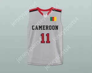 Custom Nay Mens Youth / Kids Joel Embiid 11 Cameroun Grey Basketball Jersey Top cousé S-6XL
