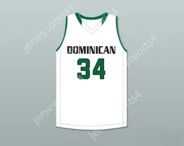 Custom nay mens Youth / Kids Kostas Antetokounmpo 34 Dominican High School Knights White Basketball Jersey 1 Top cousé S-6XL