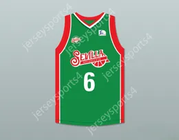 Custom nay mens Youth / Kids Kristaps Porzingis 6 Baloncesto Sevilla Green Basketball Jersey Top cousé S-6XL