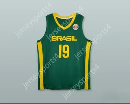 Custom Nay Mens Jeugd/Kinderen Leandro Barbosa 19 Brasil National Team Green Basketball Jersey Top gestikt S-6XL