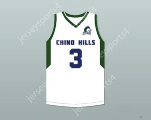 Custom nay mens Youth / Kids Liangelo Ball 3 Chino Hills Huskies Basketball Basketball Jersey avec patch 2 top cousé S-6XL