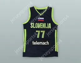 Jóvenes personalizados para hombres/niños Luka Doncic 77 Eslovenija Black Basketball Jersey Top Sandered S-6XL