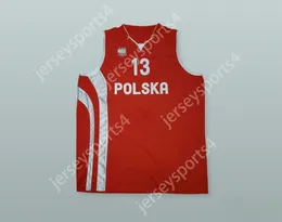 Custom Nay Mens Jeugd/Kinderen Marcin Gortat 13 Polen basketballrui met patch top gestikt S-6XL