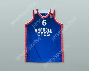 Custom Nay Mens Youth / Kids Menecan Birsen 6 Anadolu Efes Sk Istanbul Turkey Blue Basketball Jersey Top Stitched S-6XL