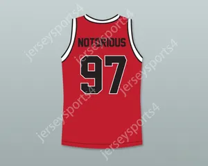 Custom nay mens Youth / Kids Notorious B.I.G.97 Bad Boy Red Basketball Jersey avec Patch Top Stitted S-6XL