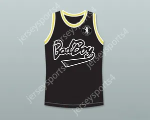 Custom Nay Mens Jeugd/Kids Notorious B.I.G.Biggie Smalls 72 Bad Boy Black Basketball Jersey met patch top gestikt S-6XL