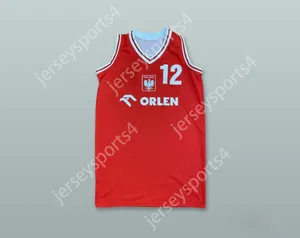 Custom Nay Mens Youth / Kids Poland Team National 12 Jersey de basket-ball rouge Top cousu S-6XL