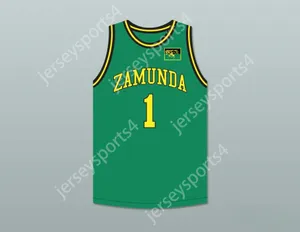 Aangepaste nee heren Jeugd/Kinderen Prince Akeem Joffer 1 Fictional African Country Green Basketball Jersey met vlag Patch Top gestikt S-6XL