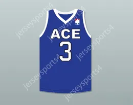 Aangepaste nee heren jeugd/kinderen tapijt 3 Ace Family Charity Blue Basketball Jersey Top gestikte S-6XL