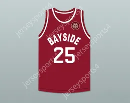 Aangepaste nee heren Jeugd/kinderen opgeslagen door de Bell Zack Morris 25 Bayside Tigers Away Basketball Jersey bevat Tiger Patch Top gestikte S-6XL