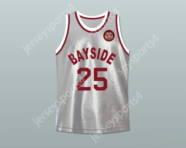 Jóvenes/niños para hombres personalizados guardados por el Bell Zack Morris 25 Bayside Tigers Basketball Jersey incluye Tiger Patch Top cosido S-6XL