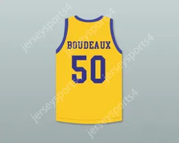 Custom Nay Mens Youth/Kids Shaq Neon Boudeaux 50 Western University Yellow Basketball Jersey met Blue Chips Patch Top gestikte S-6XL