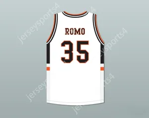 Custom Nay Mens Jeugd/Kinderen Tony Romo 35 Burlington High School White Basketball Jersey met Patch Top Steit S-6XL