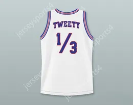 Custom Nay Mens Youth / Kids Tweety Bird 1/3 Tune Squad Basketball Jersey avec Space Jam Patch Top Top Stitched S-6XL