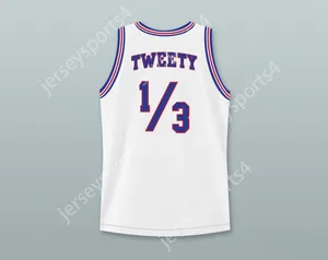 Custom Nay Mens Youth / Kids Tweety Bird 1/3 Tune Squad Basketball Jersey avec Space Jam Patch Top Top Stitched S-6XL