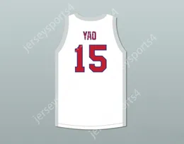 Custom nay mens Youth / Kids Yao Ming 15 Shanghai Sharks alternatifs de basket-ball blanc avec CBA Patch Top cousé S-6XL